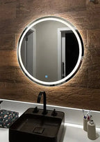 Round FROSTED Mirror with LED Lighting and Touch Screen Button – Evervale