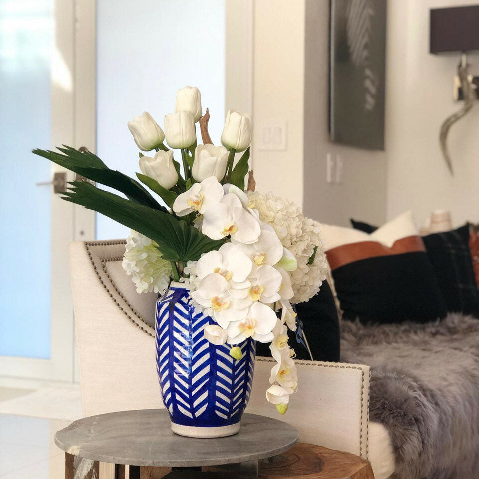 Striped Inca Vase with Mixed Flower Bouquet – Evervale