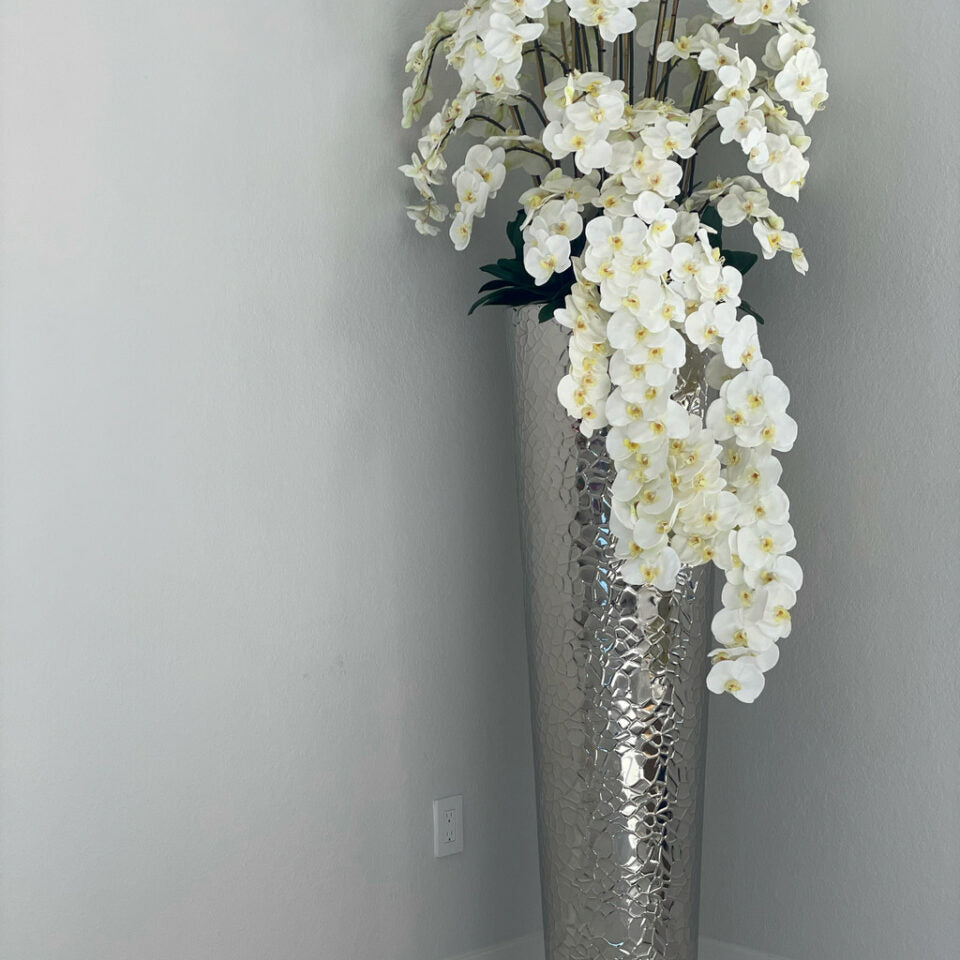 Cascading Phalaenopsis Orchids in Extra Tall Hammered Vase – Evervale