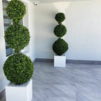 Triple Ball Topiary with Medium Block Fiberglass Planter – Evervale