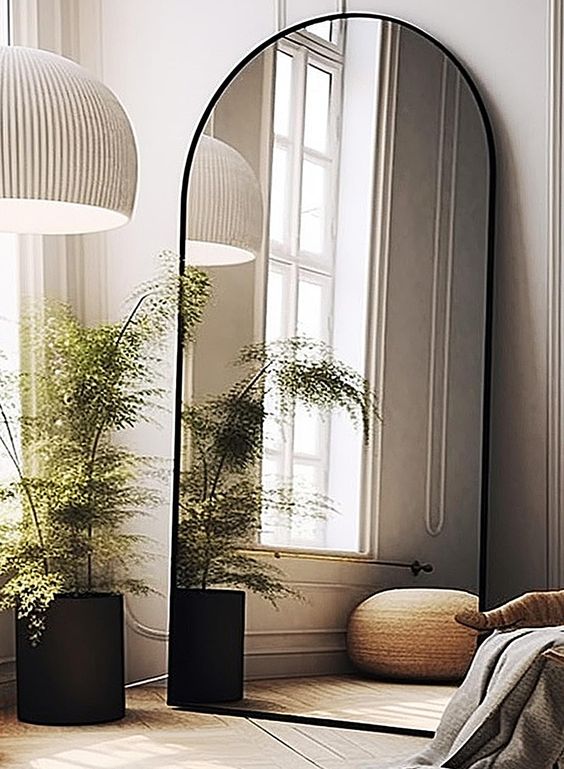 Large Pinterest Mirror with Support and Golden Frame – Evervale