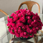 Dark Pink English Roses in Black Glass Vase – Evervale