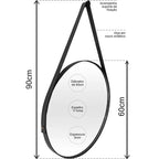 Adnet Leather Mirror 50 cm + Bracket – Evervale