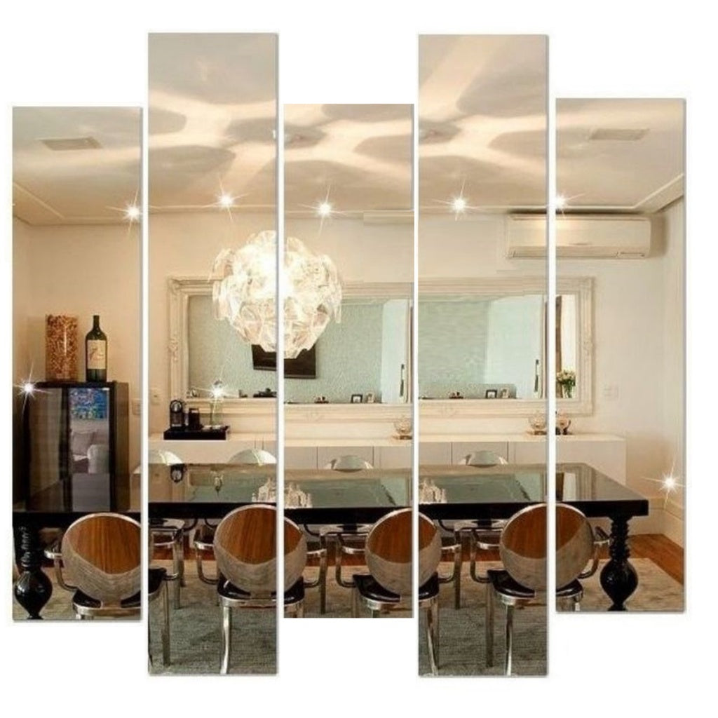 Rectangular Decorative Mirror Kit 5 Pieces Crystal Glass – Evervale