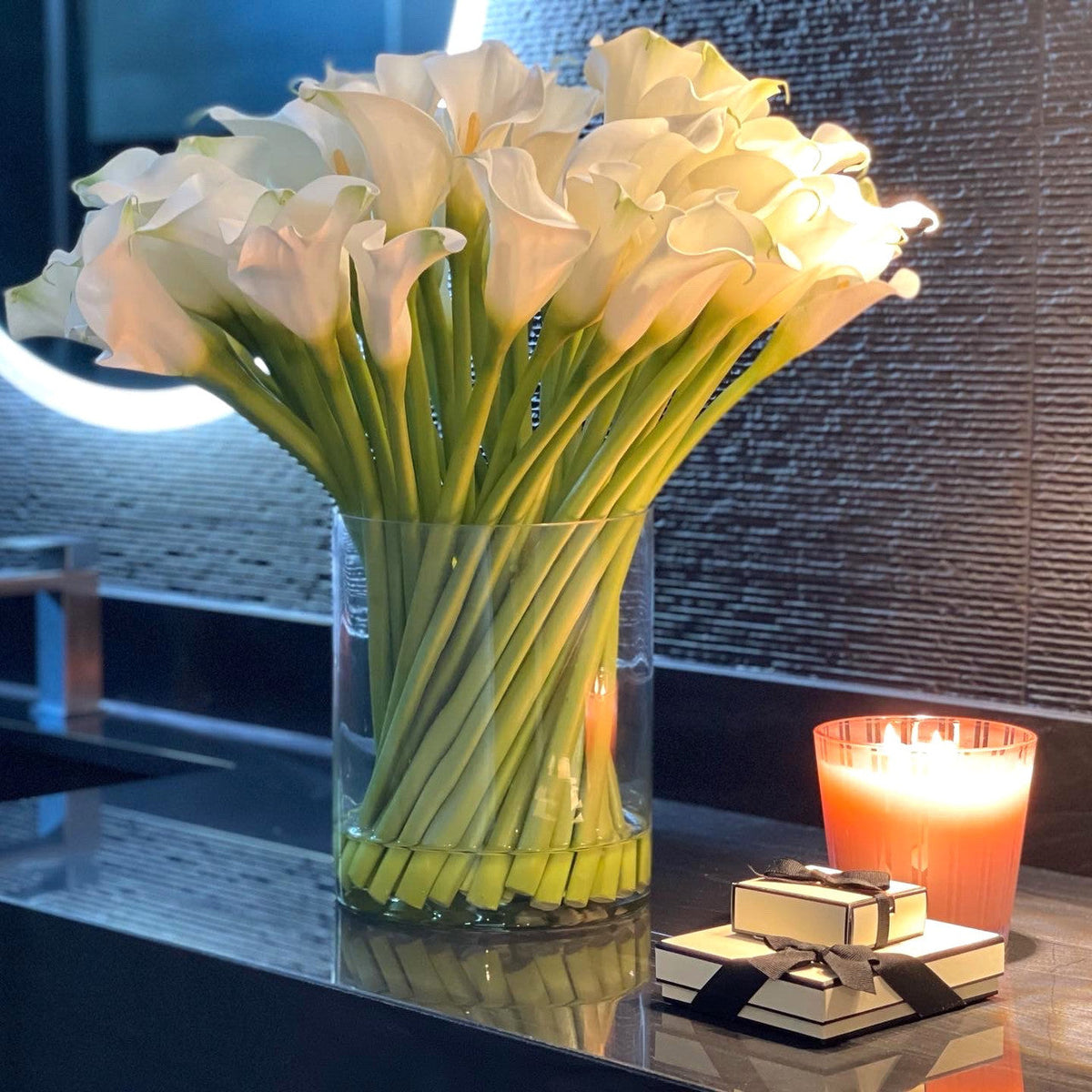 Calla Lilies in Glass Cylinder – Evervale