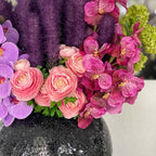 Black Mosaic Vase with Liatris and Orchids – Evervale