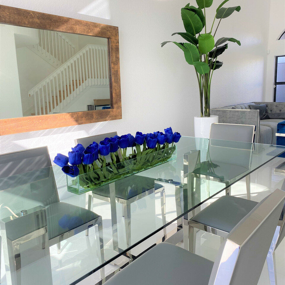 Modern Glass Vase with Blue Tulips – Evervale