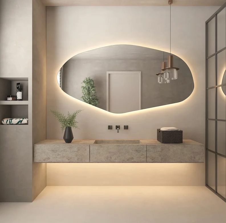 Irregular Organic Mirror with LED 2.10 m X 0.80 m – Evervale