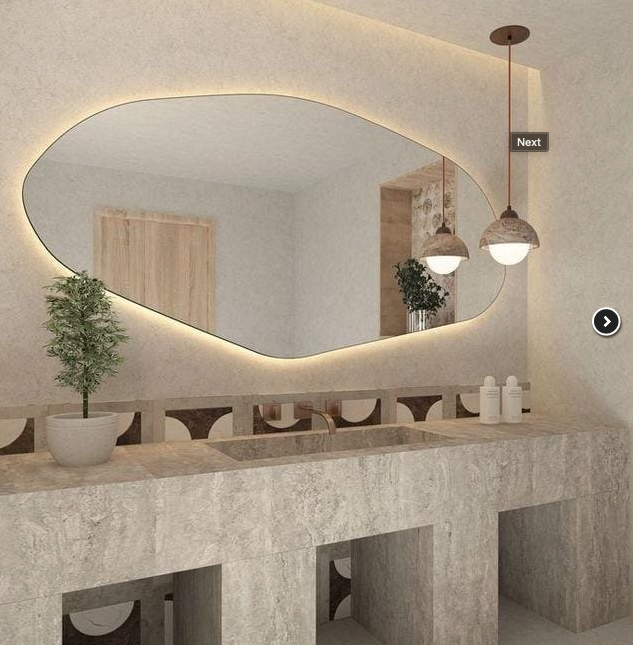 Irregular Organic Mirror with LED 2.10 m X 0.80 m – Evervale