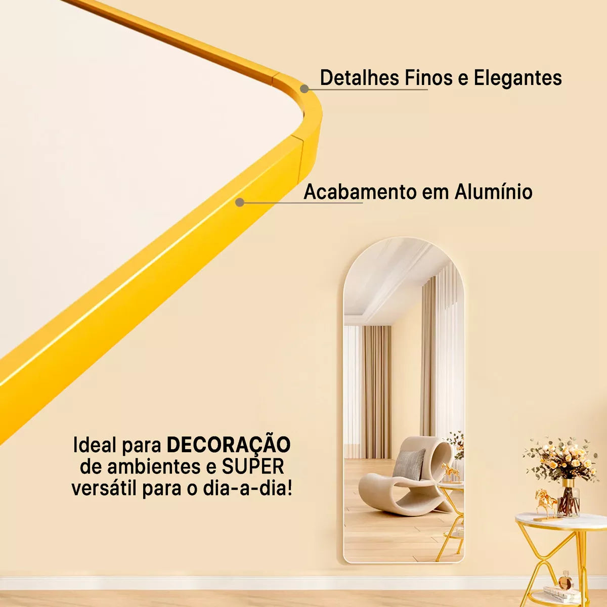 Large Pinterest Mirror with Support and Golden Frame – Evervale