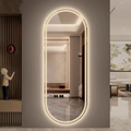 Frosted Oval Mirror with Warm LED - 60 × 150 cm Woodglass Oval – Evervale