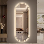 Frosted Oval Mirror with Warm LED - 60 × 150 cm Woodglass Oval – Evervale
