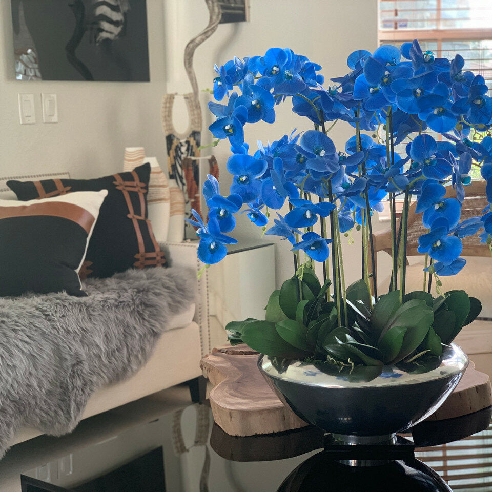 Avenue Bowl with Blue Phalaenopsis Orchids – Evervale