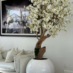 Personalized Cherry Blossom Tree in Glossy White Globe Vase – Evervale