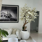 Personalized Cherry Blossom Tree in Glossy White Globe Vase – Evervale