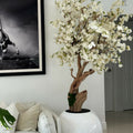 Shiny white globe vase with personalized Cherry Blossom Tree – Evervale