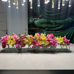Modern House Glass Vase with Pink Vanda Orchids and Green Cymbidiums – Evervale