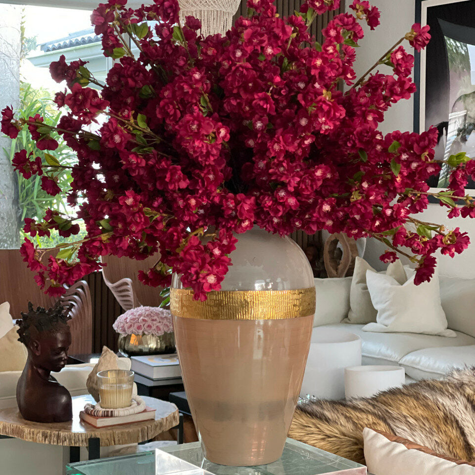 Aurelia Vase with burgundy cherry blossoms – Evervale