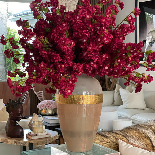 Aurelia Vase with burgundy cherry blossoms – Evervale