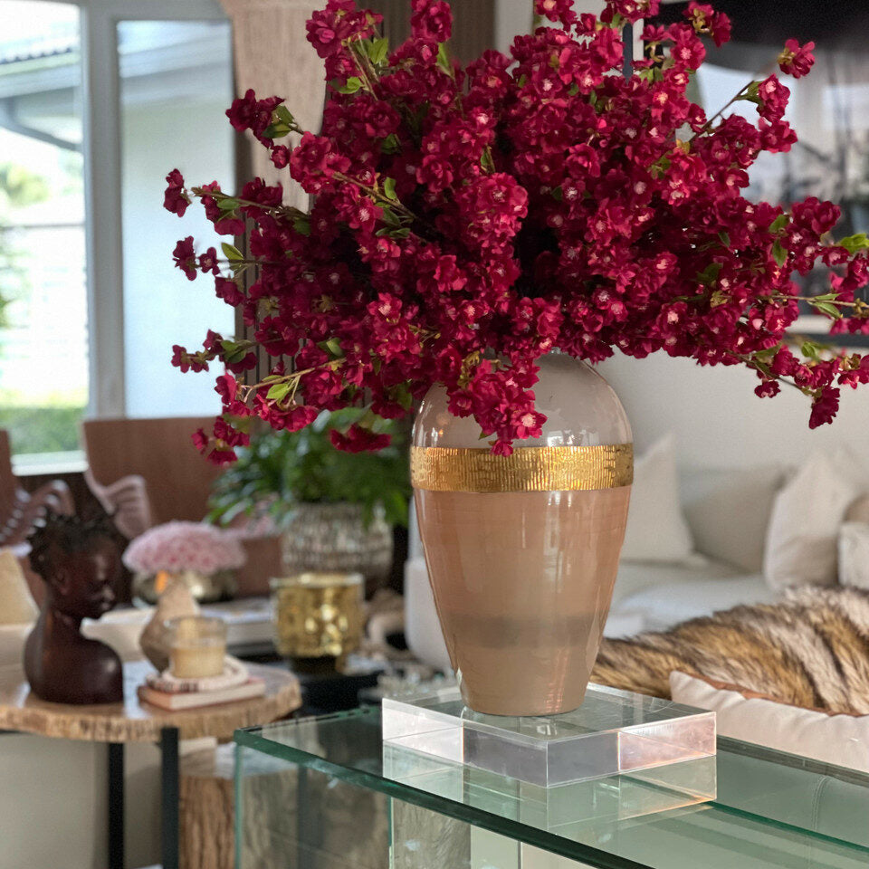 Aurelia Vase with burgundy cherry blossoms – Evervale