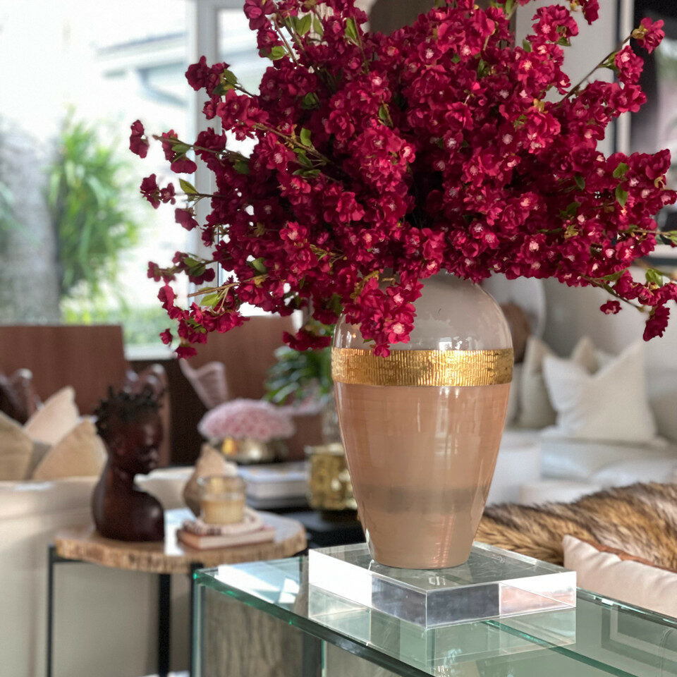 Aurelia Vase with burgundy cherry blossoms – Evervale