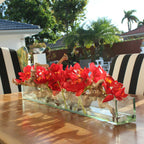 Modern Glass Planter "Modern Home" 122 cm with Red Cymbidiums – Evervale