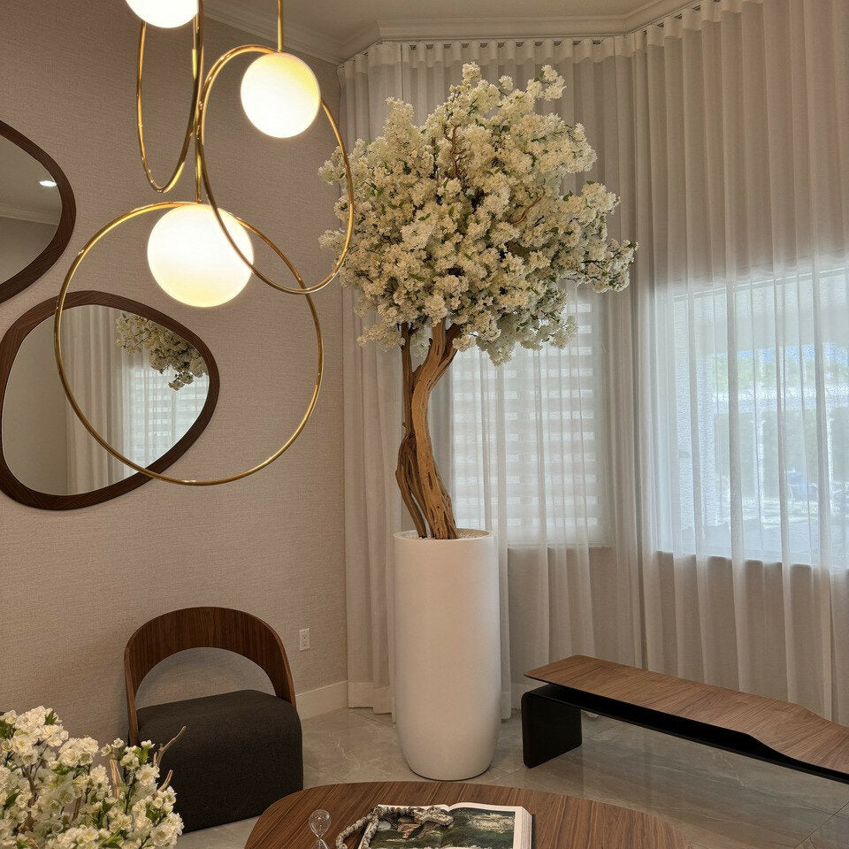 Matte Beige St. Tropez Vase with White Cherry Blossom Tree – Evervale