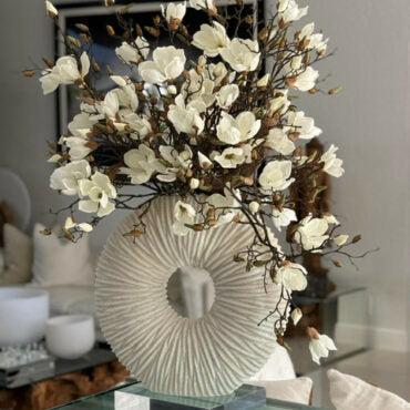 Large Eternity Vase with Magnolias and Floating Wood – Evervale