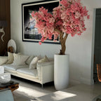 Matte White St. Tropez Vase with Personalized Pink Cherry Blossoms – Evervale