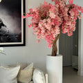Matte White St. Tropez Vase with Personalized Pink Cherry Blossoms – Evervale
