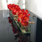 Modern House 48" Glass Planter with Red Cymbidiums – Evervale