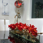 Modern Glass Planter "Modern Home" 122 cm with Red Cymbidiums – Evervale