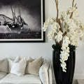 Glossy Black San Jose Vase with Cascading White Orchids – Evervale