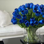 Blue Tulip Arrangement in Large Cylinder Vase – Evervale