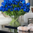 Blue Tulip Arrangement in Large Cylinder Vase – Evervale
