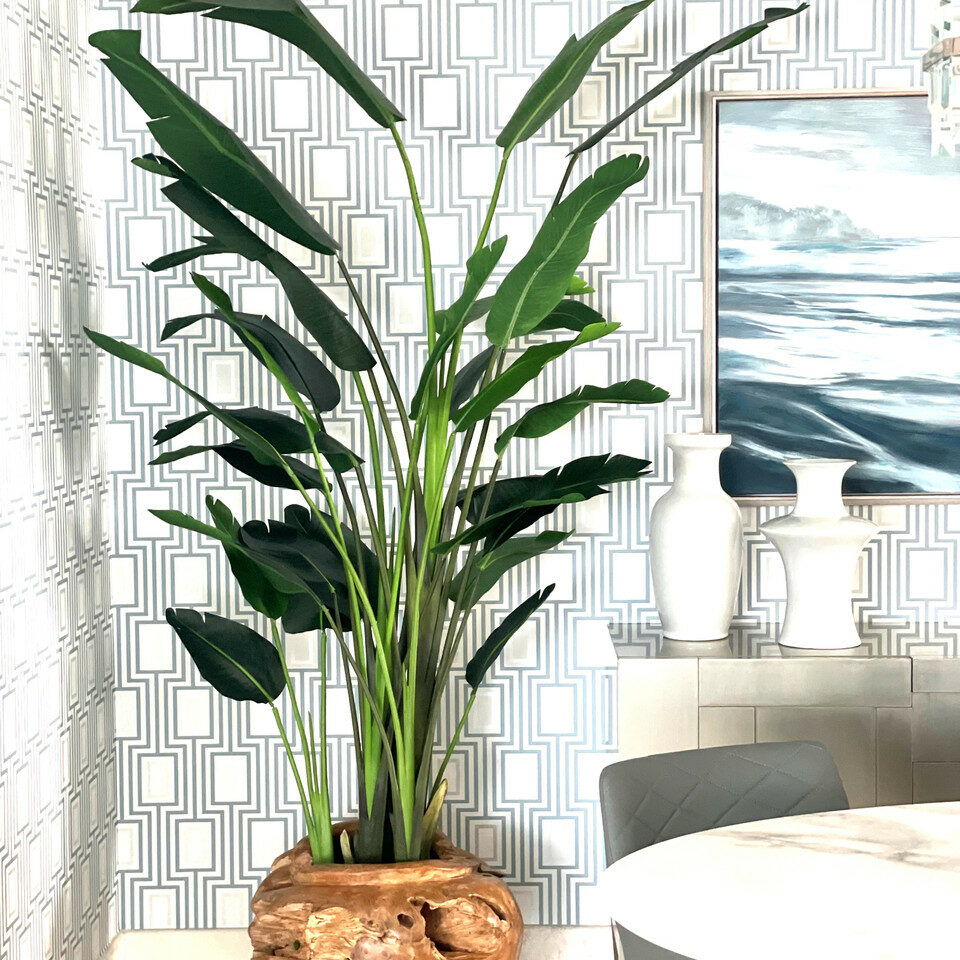 Large Teak Root Vase with Large Bird of Paradise – Evervale