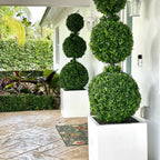 Triple Ball Topiary with Large Block Fiberglass Pot – Evervale
