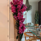 Large Teak Wood Vase with Natural Edges and Pink Vanda Orchids – Evervale