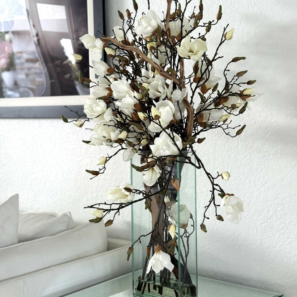 White Magnolia Vase in 20-Inch Tall Modern Home – Evervale