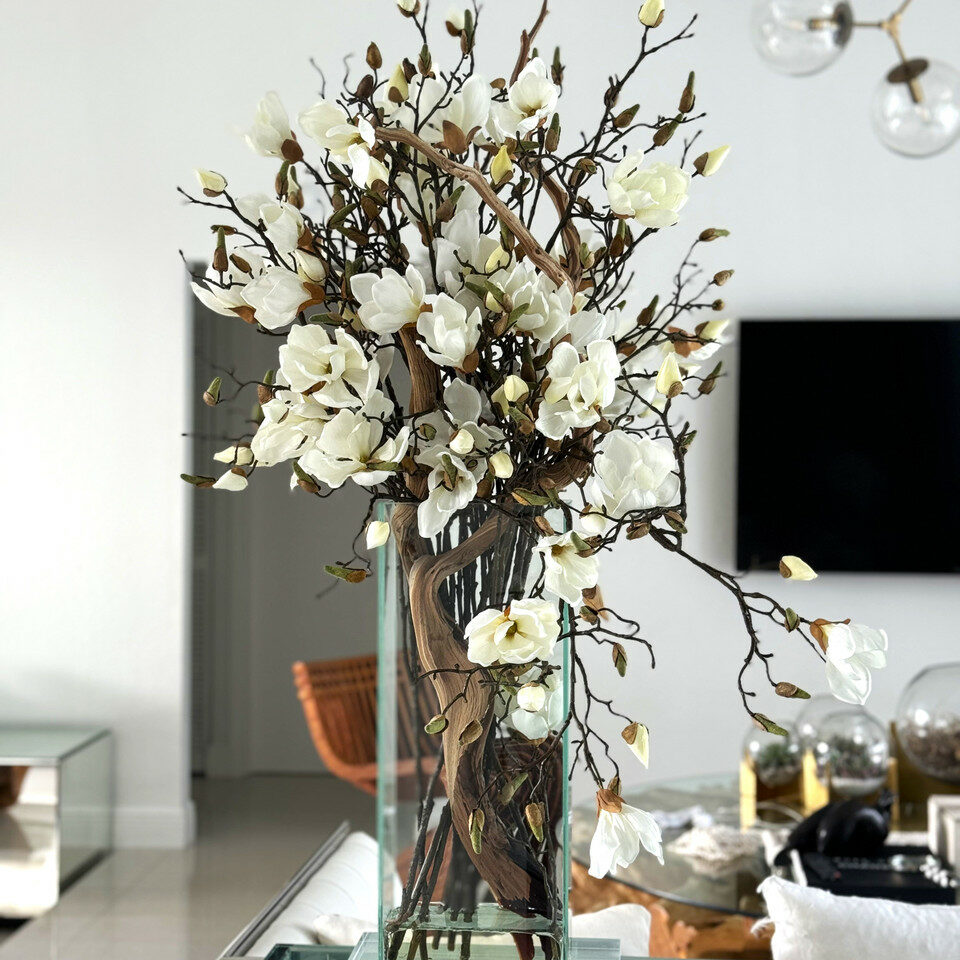 White Magnolia Vase in Modern Home 20" – Evervale