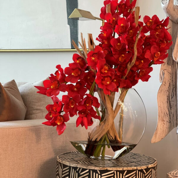 Red Cymbidium Orchids in Moon Planter – Evervale
