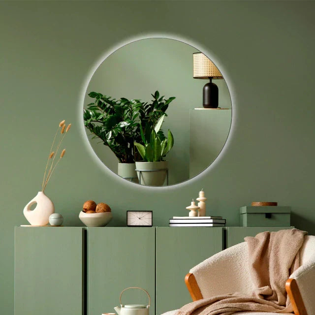 Slim Round Mirror with LED 60 × 60 – Evervale