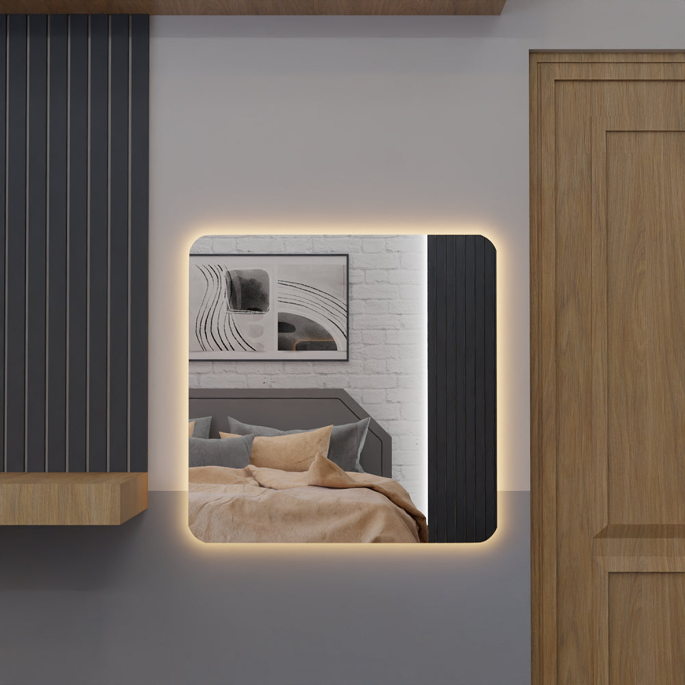 Square Mirror with LED 80 × 80 cm – Evervale