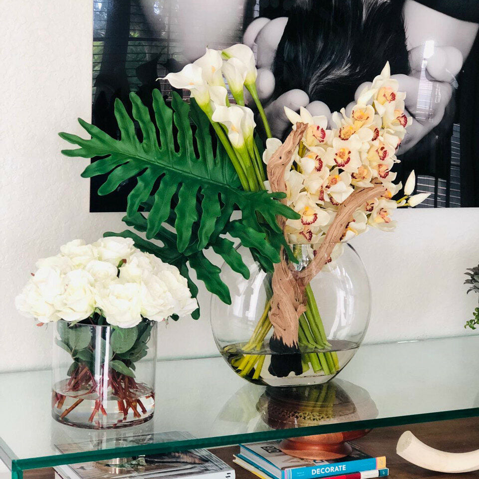 Lunar Vase with Cymbidium Orchids and Calla Lilies – Evervale