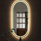 Frosted Oval Mirror with Warm LED - 60 × 150 cm Woodglass Oval – Evervale