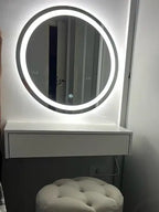 Round FROSTED Mirror with LED Lighting and Touch Screen Button – Evervale