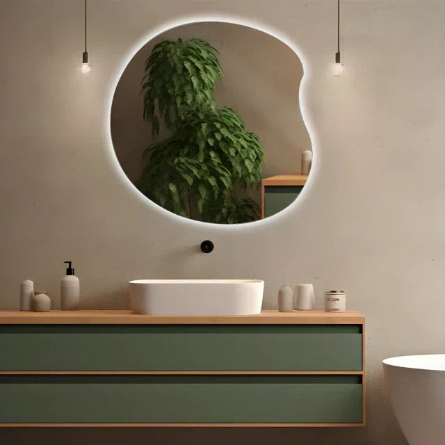 Organic Slim Mirror with LED 60 × 60 cm – Evervale