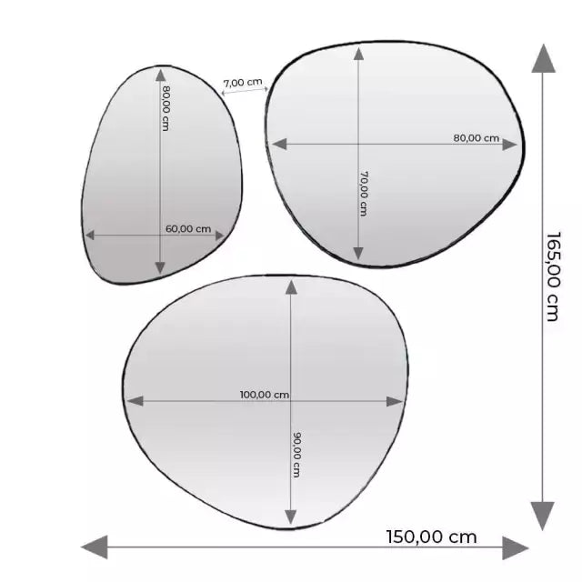 Trio Drop Mirror 165 × 150 cm – Evervale