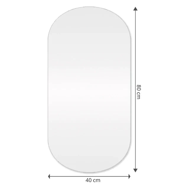 Slim Rounded Mirror with LED 80 × 40 cm – Evervale