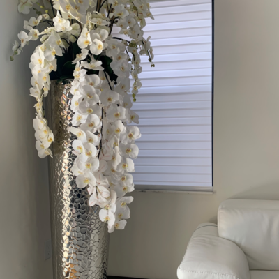 Cascading Phalaenopsis Orchids in Extra Tall Hammered Vase – Evervale